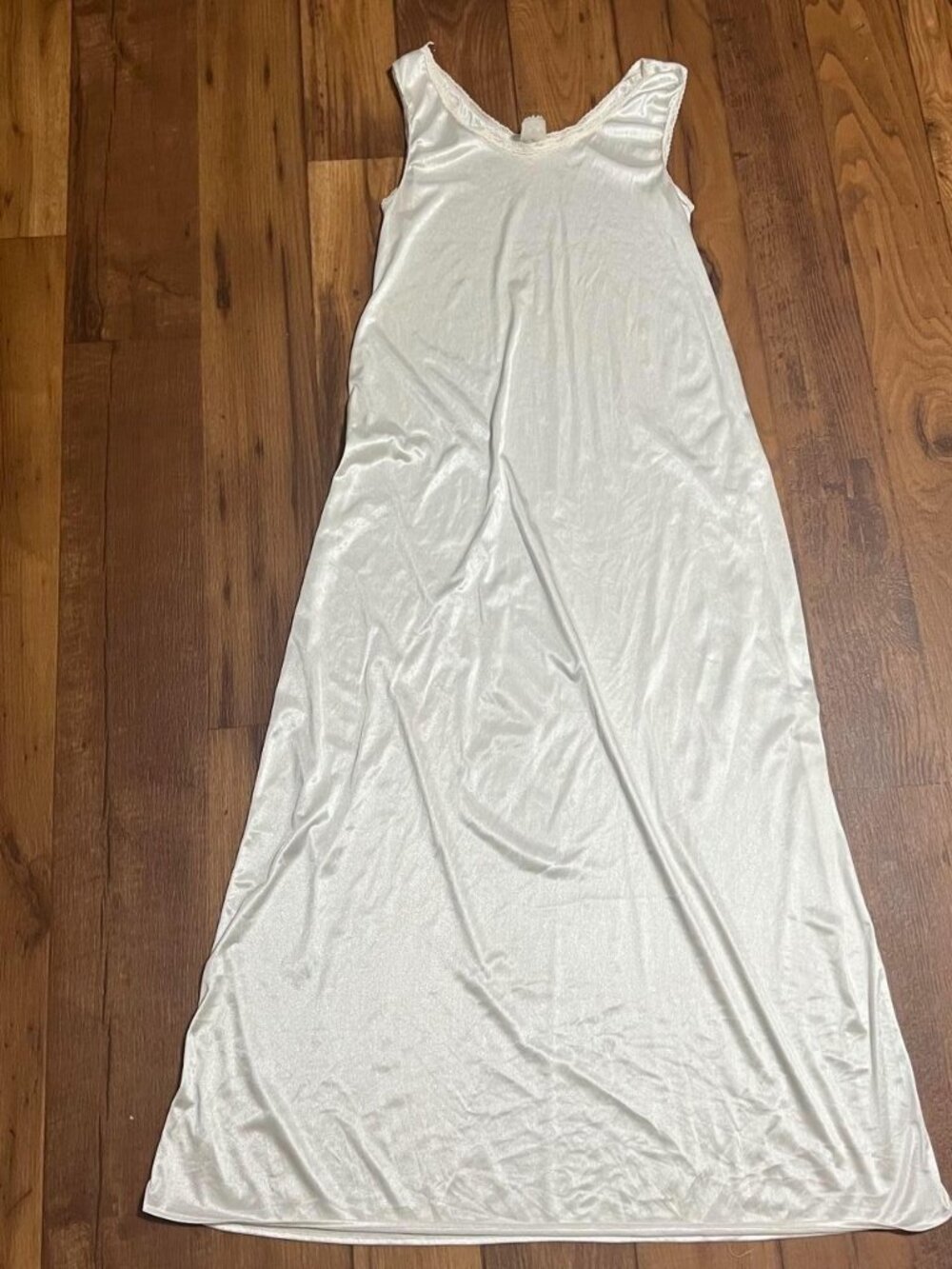 Vintage 70s 80s Satin Nightgown Size Small Maxi Slip Dress Coquette